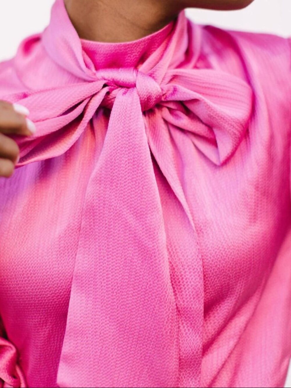 Crosby by Mollie Burch NWT Josephine Bow Long Sleeve Blouse, Camelia Pink, sz S - Picture 14 of 15